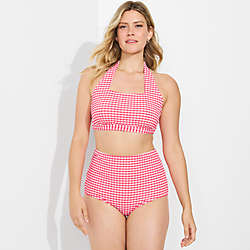 Women's Gingham Square Neck Halter Bikini Swimsuit Top, alternative image