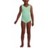 Girls Chlorine Resistant Gingham Tie Shoulder One Piece Swimsuit, Front