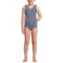 Girls Chlorine Resistant Gingham Tie Shoulder One Piece Swimsuit, Front