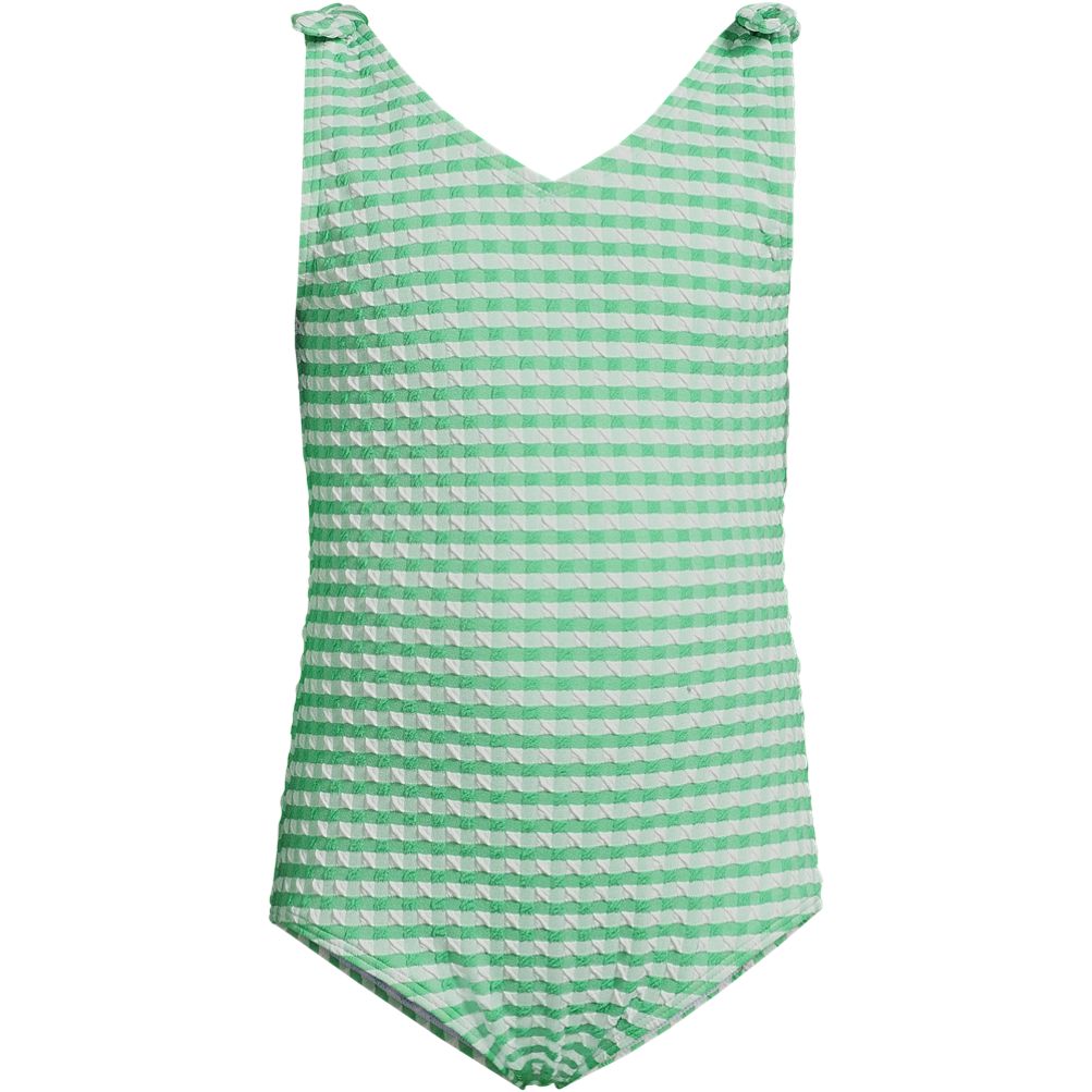 ★ PISCESS★ Flower Stripe One Piece Swimsuit Green 5008225 Girls Chlorine Resistant Gingham Tie Shoulder One Piece