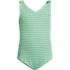 Girls Chlorine Resistant Gingham Tie Shoulder One Piece Swimsuit, Front