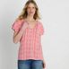 Women's Rayon Split Neck Ruffle Sleeve Shirt, Front