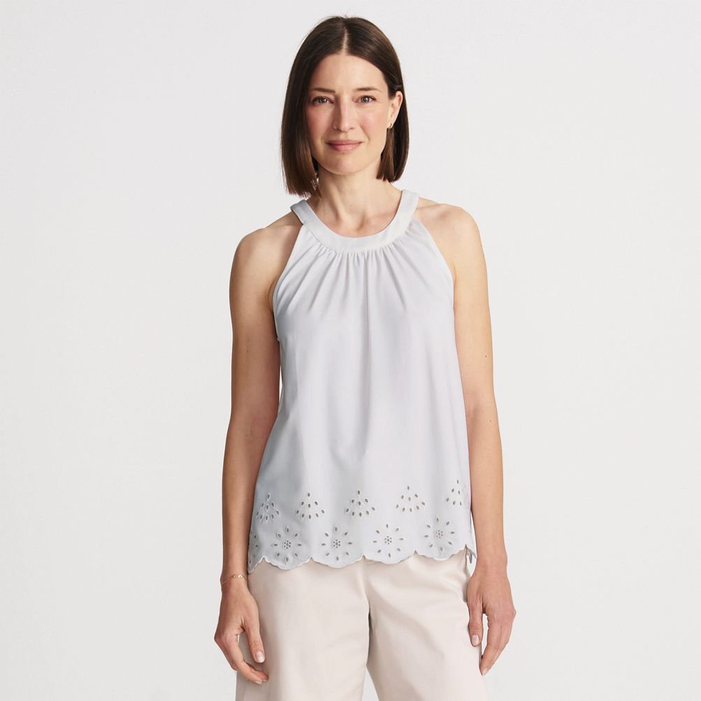 Women's Lightweight Jersey Eyelet Tank Top | Lands' End