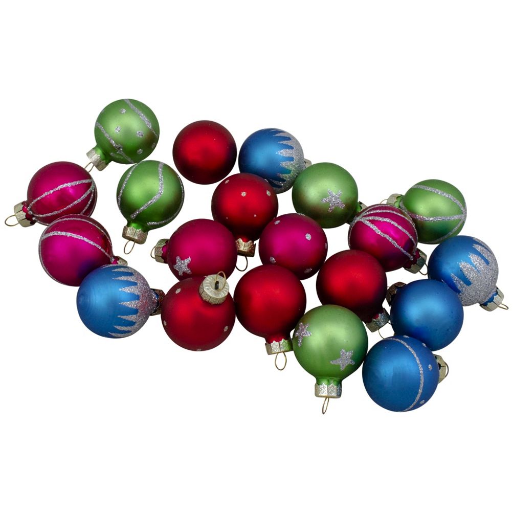 19 Piece Glass Miniature Ornament Set With Tree Topper