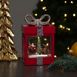 Northlight 7" Lighted Red Gift Box Christmas Snow Globe with Santa and Reindeer, alternative image