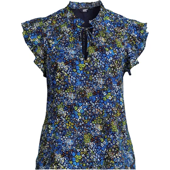 Women's Chiffon Tie Neck Ruffle Shirt - primary