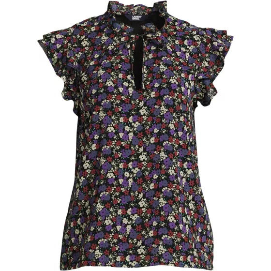 Women's Chiffon Tie Neck Ruffle Shirt - primary