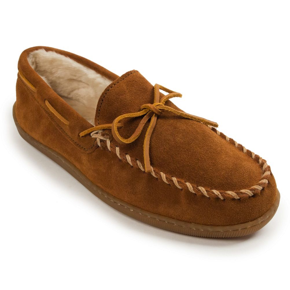 Mens moccasin discount slippers hard sole