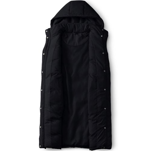  Lands' End Lange Steppweste, Damen, Größe:36-38 Regular, Schwarz, By Lands' End 