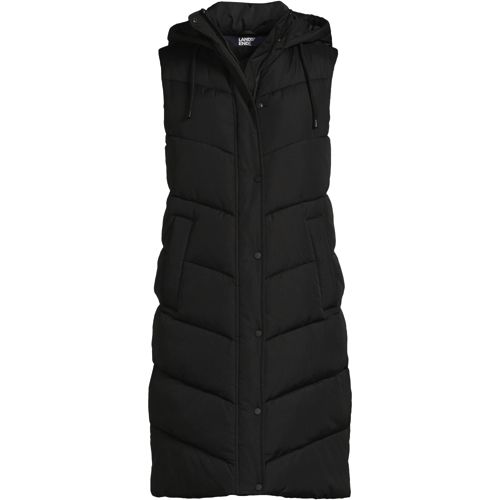  Lands' End Lange Steppweste, Damen, Größe:36-38 Regular, Schwarz, By Lands' End 