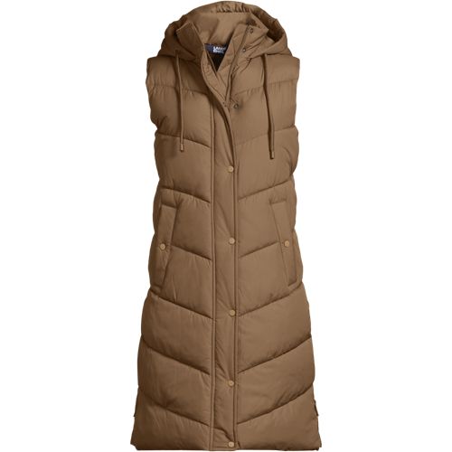  Lands' End Lange Steppweste, Damen, Größe:32-34 Regular, Beige, By Lands' End 