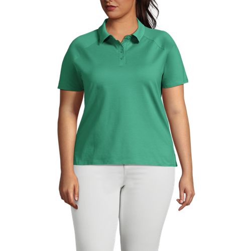  Lands' End Piqué-poloshirt Slim Fit Mit Kurzen ärmeln, Damen, Größe:48-50 Plus, Grün, Baumwolle/baumwoll-mischung, By Lands' End 