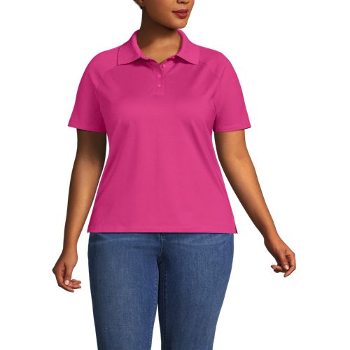  Lands' End Piqué-poloshirt Slim Fit Mit Kurzen ärmeln, Damen, Größe:48-50 Plus, Pink, Baumwolle/baumwoll-mischung, By Lands' End 