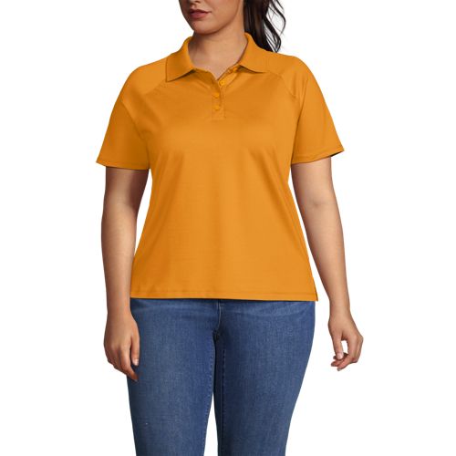  Lands' End Piqué-poloshirt Slim Fit Mit Kurzen ärmeln, Damen, Größe:48-50 Plus, Orange, Baumwolle/baumwoll-mischung, By Lands' End 