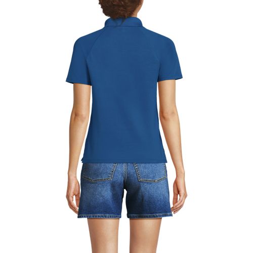  Lands' End Piqué-poloshirt Slim Fit Mit Kurzen ärmeln, Damen, Größe:32-34 Regular, Blau, Baumwolle/baumwoll-mischung, By Lands' End 