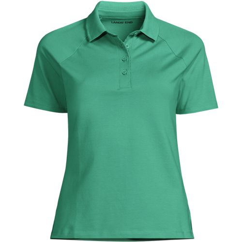  Lands' End Piqué-poloshirt Slim Fit Mit Kurzen ärmeln, Damen, Größe:40-42 Regular, Grün, Baumwolle/baumwoll-mischung, By Lands' End 