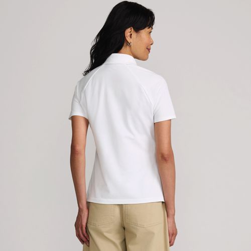  Lands' End Piqué-poloshirt Slim Fit Mit Kurzen ärmeln, Damen, Größe:48-50 Regular, Weiß, Baumwolle/baumwoll-mischung, By Lands' End 