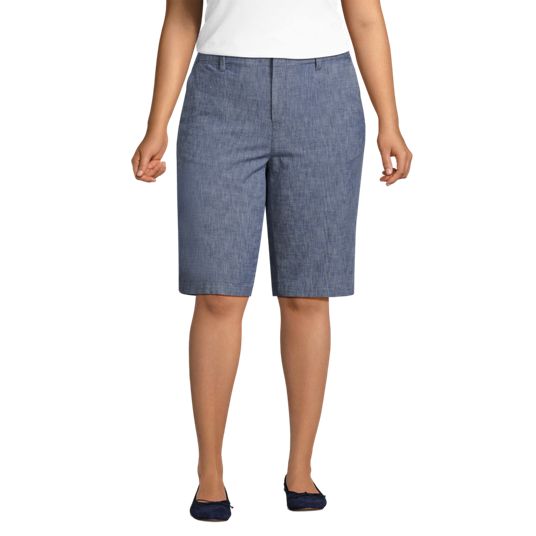 Women s Plus Size Chambray Shorts Lands End