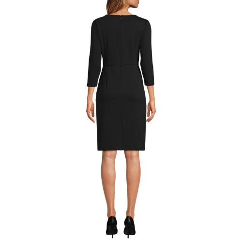 Women's Ponte Three-Quarter Sleeve Notch Neck Dress | Lands