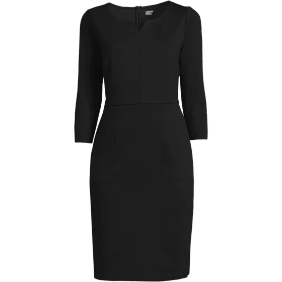 Women's Ponte 3/4 Sleeve Notch Neck Dress - primary