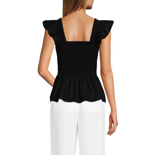 Women's Linen Ruffle Strap Smocked Top - image 5