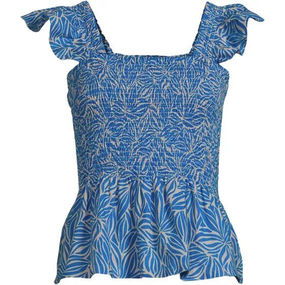 Women's Linen Ruffle Strap Smocked Top - primary