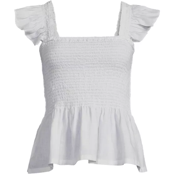 Women's Linen Ruffle Strap Smocked Top - primary