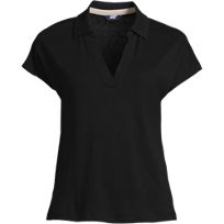 売れ筋商品|||ランズエンド カットソー トップス レディース Women's Wide Rib Polo Shirt Black/ivory Women's Wide Rib Polo Shirt | Lands' End