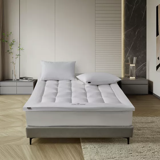 Farm to Home Organic Cotton 2" Gusseted Down Alternative Mattress Topper - primary