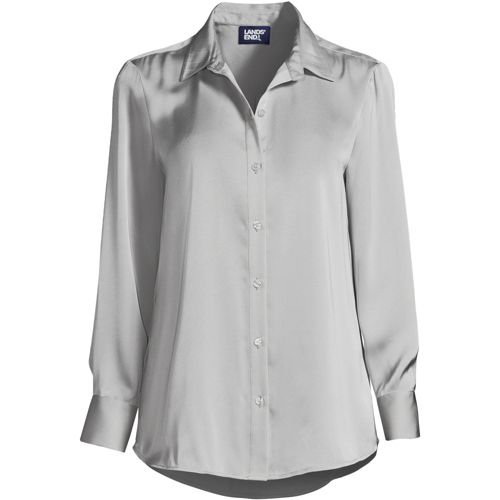 Womens Gray Top  High-low Hem Side Button Shirt – MomMe and More