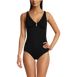 Women's Chlorine Resistant Shirred V-neck One Piece Swimsuit, Front