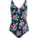 Women's Chlorine Resistant Shirred V-neck One Piece Swimsuit, Front