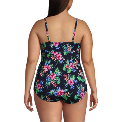 Women's Plus Size Chlorine Resistant Shirred V-neck One Piece Swimsuit - image 2