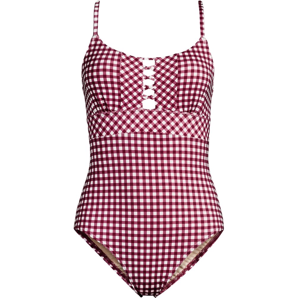 Women's Lace Up One Piece Swimsuit | Lands' End