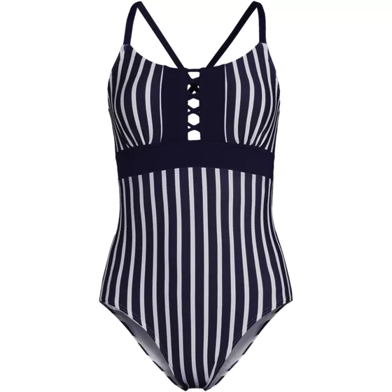 Women's Plus Size Lace Up One Piece Swimsuit - primary