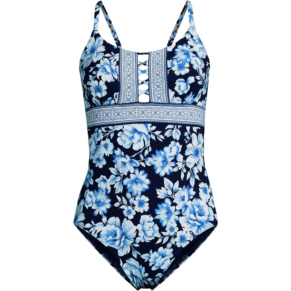 Women's Chlorine Resistant Lace Up One Piece Swimsuit