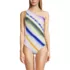Women's Shirred One Shoulder One Piece Swimsuit, Front