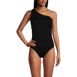 Women's Shirred One Shoulder One Piece Swimsuit, Front