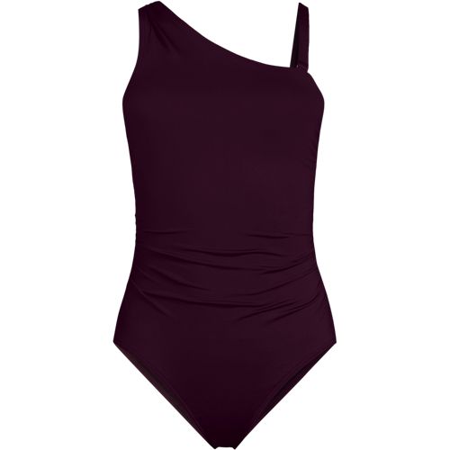  Lands' End Asymmetrischer Badeanzug Mit Raffungen, Damen, Größe:34 Regular, Lila, Nylon-mischung, By Lands' End 