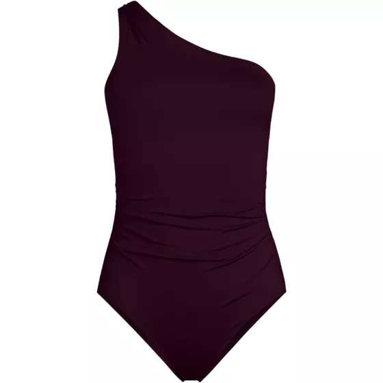 Womens Shirred One Shoulder One Piece Swimsuit - primary