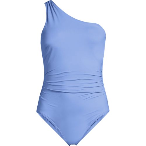 Womens Shirred One Shoulder One Piece Swimsuit