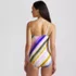 Women's Shirred One Shoulder One Piece Swimsuit, Back