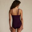 Womens Chlorine Resistant Shirred One Shoulder One Piece Swimsuit Removable Adjustable Strap