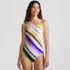 Women's Shirred One Shoulder One Piece Swimsuit, Front