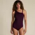 Women's Shirred One Shoulder One Piece Swimsuit, Front