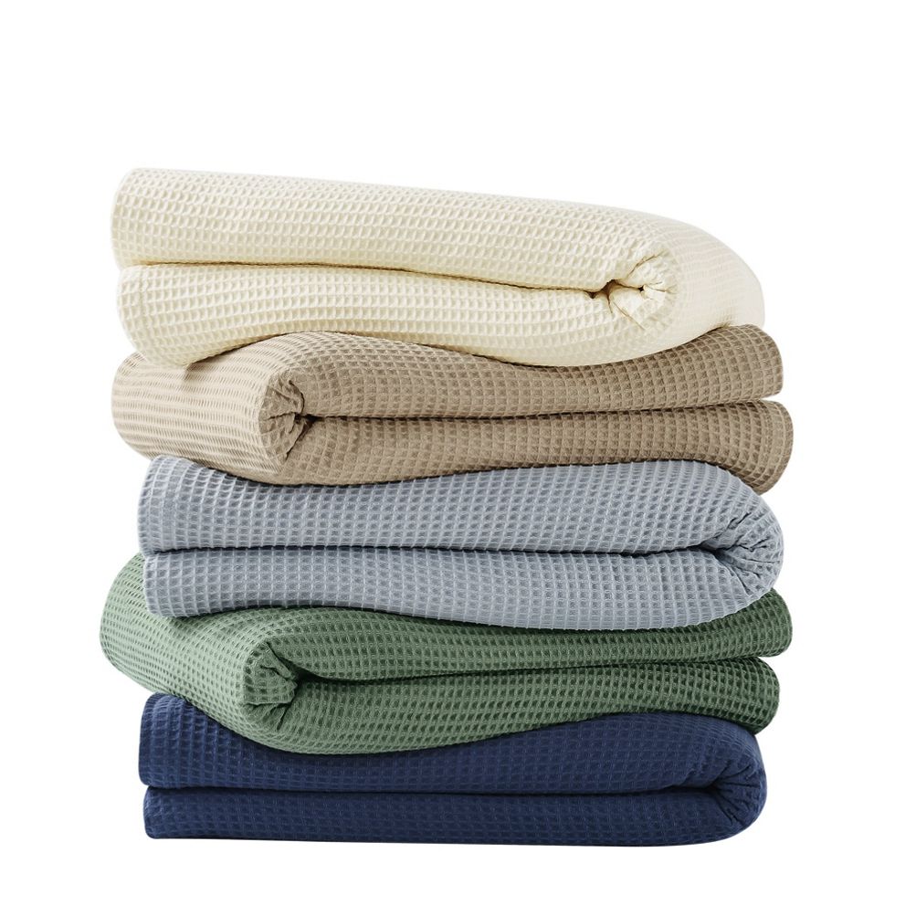 Classic 100% Cotton Waffle Weave Knit Blanket