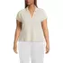 Womens Plus Size Linen Blend Johnny Collar Polo, Front