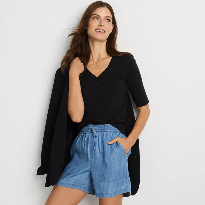 Women's Supima Cotton Henley T-Shirt, alternative image