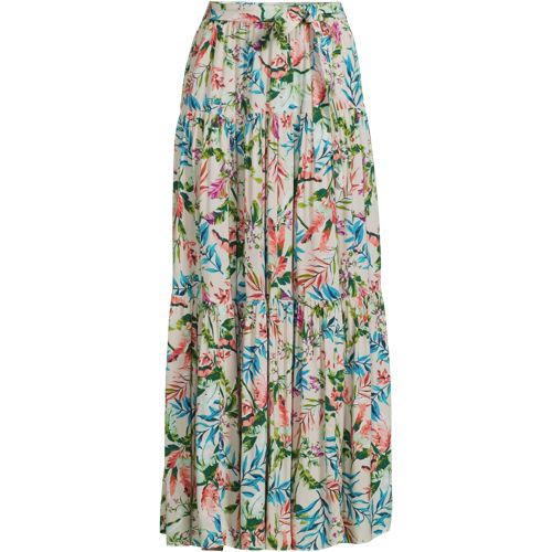 Jupe À Étages BEAUTELICATE En Pur Coton - Style Boho Avec Dentelle - Midi/Maxi - Blanc Cassé Et Noir
