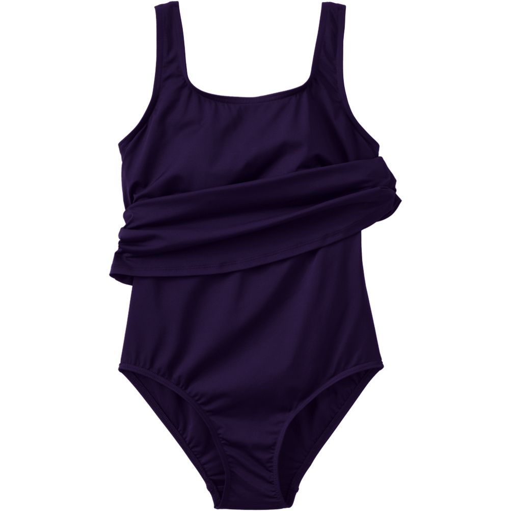 Lands' End Womens Chlorine Resistant One Shoulder Cut Out One Piece Swimsuit  Control Electric Blue/Violet Rose Regular 16 at  Women's Clothing  store